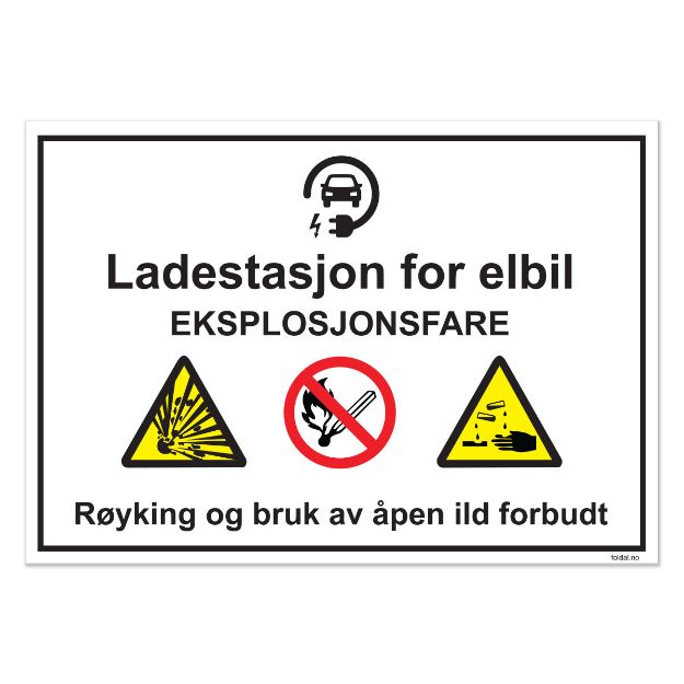 Ladestasjon for elbil, varselskilt