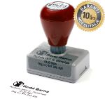 Bestselgende stempel for firma, kontor og bedrift. Stempel med tekst og logo. Typisk firmastempel.