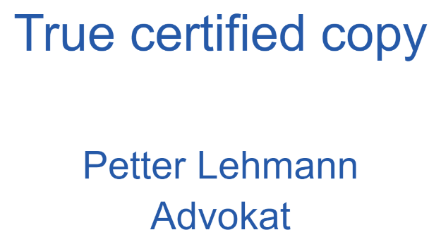 Bilde av Stempel for advokat: Certified True Copy