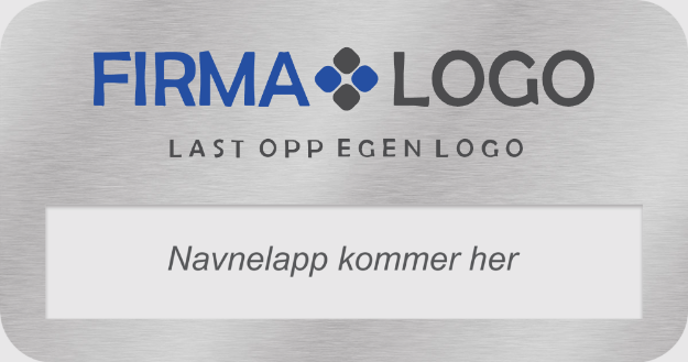 Bilde av Navneskilt med logo og utbyttbart navn. Velg nål eller magnetfeste