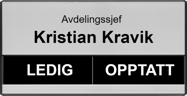 Bilde av Ledig-opptatt skilt med navn og tittel