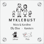 Bilde av Dørskilt med strekfigurer, familie og dyr