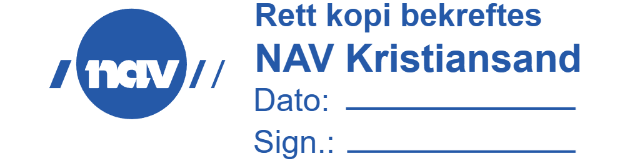 Bilde av NAV stempel med Rett kopi bekreftes