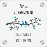 Bilde av Dørskilt med fugler og sommerfugler