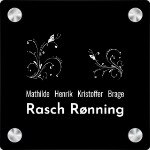 Bilde av Svart dørskilt med dekor. Trykk for å redigere.