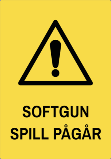 Bilde av Fareskilt, softgun spill pågår