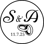 Bilde av Pregestempel for bryllup, med monogram og dato