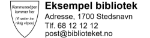 Bilde av Bibliotekstempel med valgfri logo, adresse og kontaktopplysninger