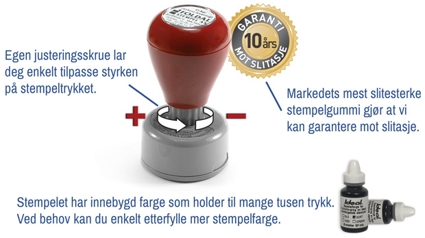 Justering av stempeltrykk styrke på Royal Mark og Ideal stempler